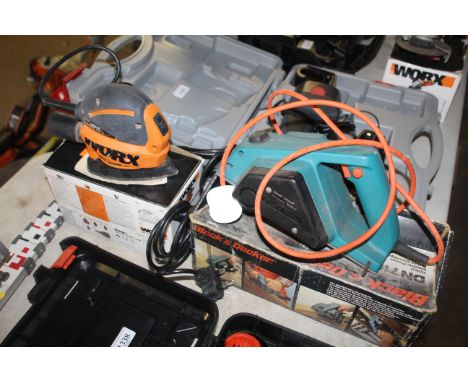 A Black & Decker DN710 240v planer in original box together with a Worx WX646.1 240v electric mouse sander in original box 