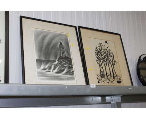Richard Florshein, pencil signed limited edition print of a lighthouse, together with a Morton Garchik pencil signed limited 