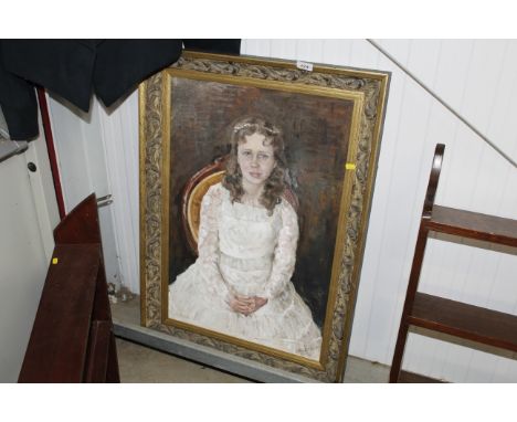 An oil on board portrait study contained in ornate frame, indistinctly signed to the bottom right
