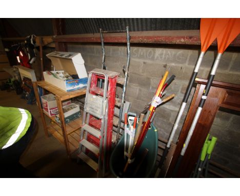 Three sets of step ladders