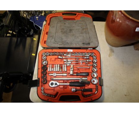 A Bahco Dynamic Drive combination socket and spanner set in fitted plastic case