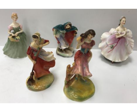 A collection of various figurines including Royal Doulton Four Seasons "Winter" (HN2088), "Autumn" (HN2087), "Summer" (assume