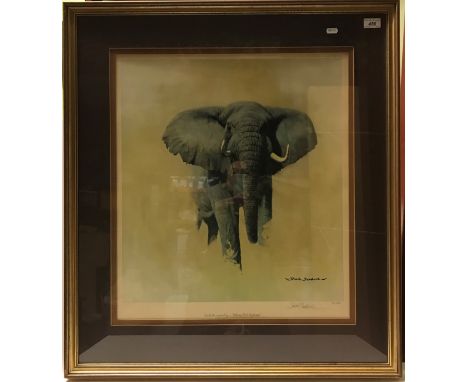 AFTER DAVID SHEPHERD "Sketch for a painting - African Bull Elephant", limited edition colour print No'd. 827/850, signed in p