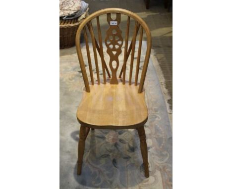 A MODERN BEECH WHEEL &amp; STICK BACK SOLID SEATED KITCHEN CHAIR 