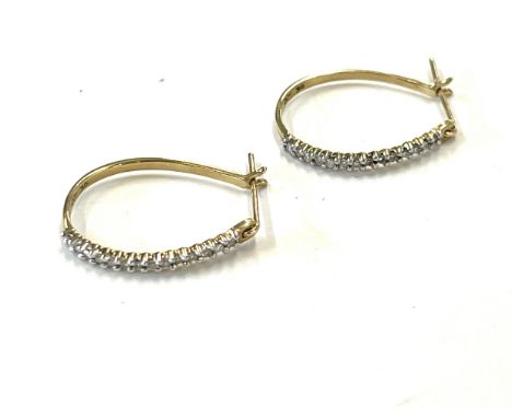 Pair 9ct hoop and diamond earrings, approximate weight 1.4g 