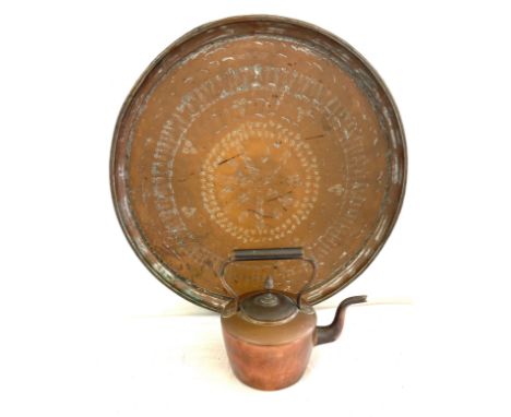 Copper larger charger, diameter 24 inches, large copper kettle 