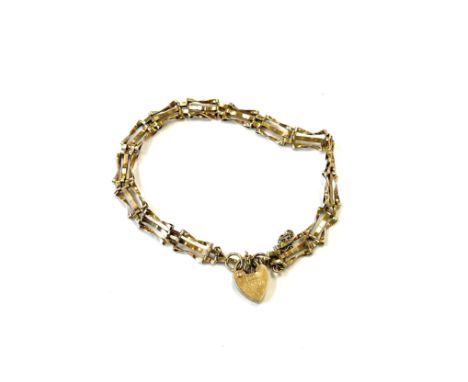 9ct gold gate bracelet, approximate weight 3.9g 
