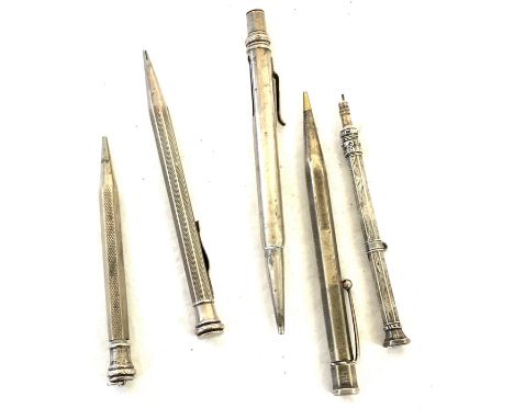 Vintage Yard O Led Sterling Silver Propelling Pencil Patent No 422767, Silver propelling pencil, inscribed life lomo, 3 other