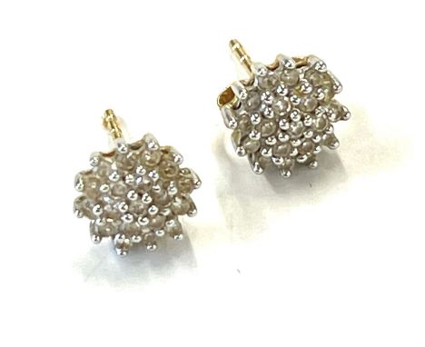 Pair 9ct gold diamond earrings 