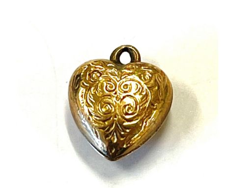 Vintage 9ct gold heart pendant charm 