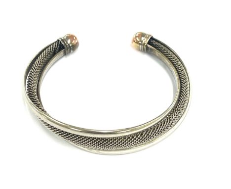 Detailed hallmarked silver ladies cuff bangle, approximate total weight 29.8g 
