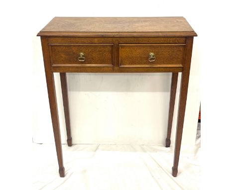 Mahogany 2 drawer hall table, approximate height 31 inches, Width 26 inches, Depth 13 inches 