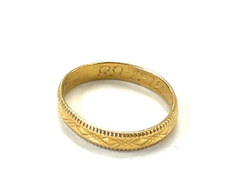 Vintage Chinese high carat gold band ring, approximate weight 2.9g 