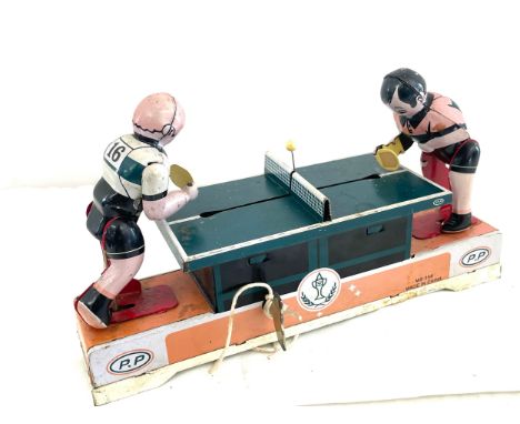 Vintage tin table tennis wind up toy, working order 