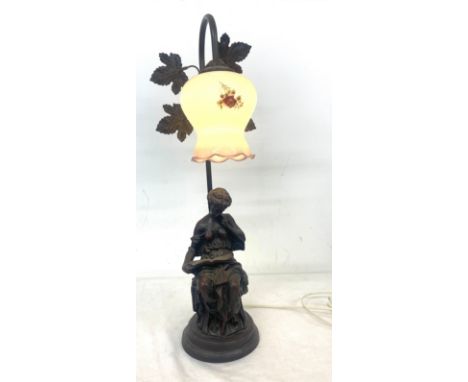 Resin lady lamp, shade in good overall condition, working order, Overall height 23 inches, additional occasional lamp, workin