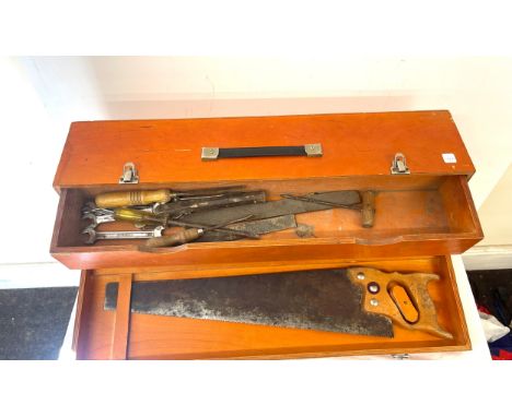 Chimney England wooden tool chest and tools 