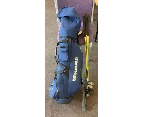 Howson golf bag with a selection of golf clubs 