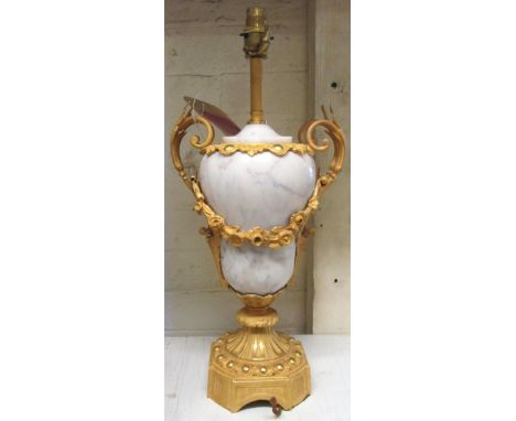 TABLE LAMP, urn shaped marble with gilt metal mounts, 48cm H.