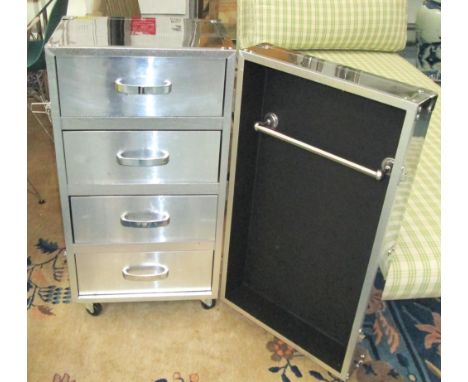 SILVERED CHROME TRUNK, with four drawers, 86cm H x 42cm x 46cm. 