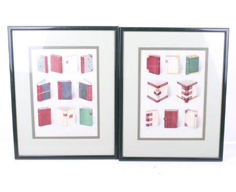 Two vintage book stationery coloured advertising illustrations. Framed and glazed. 23cm x 32cm