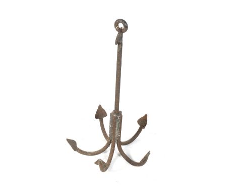 A vintage cast metal ships anchor. H100cm (including the ring)