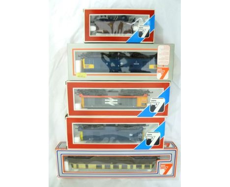 FOUR LIMA 00 GAUGE TWO-RAIL PLASTIC LOCOMOTIVES, THREE BRITISH RAIL DIESELS and a an MWG RAIL CAR, and a GOODS WAGON, in orig