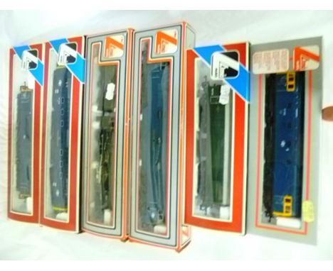 A SELECTION OF SIX LIMA 00 GAUGE TWO-RAIL PLASTIC LOCOMOTIVES, four British Rail livery Diesels, various, a King George V 4-6