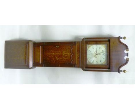 R. FLETCHER, CHESTER A 19TH CENTURY OAK EIGHT DAY LONGCASE CLOCK with painted enamel dial with seconds hand, having hood with