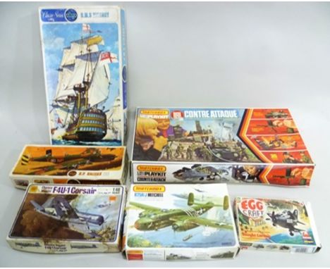 A MATCHBOX ARMY PLAYSET together with model kits HMS Victory, military aircraft, Airfix etc. 