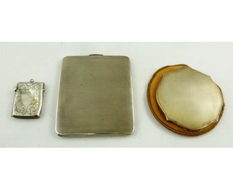 DEAKIN & FRANCIS A TWO-TONE PINK ENAMEL MARCASITE MOUNTED SILVER POWDER COMPACT with mirror fittings and gilt interior, Birmi