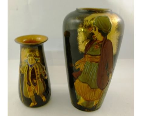 THOMAS FORESTER & SONS LTD (Longton 1883-1959) A glazed pottery vase "Bumble", 21.5cm high and one other unmarked decanter wi