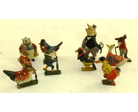 A COLLECTION OF TEN "CADBURY COCO CUBS" CAST LEAD PAINTED ANIMAL FIGURES from the 1930's, includes "Mr Pie Porker", grey top 
