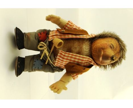 A 1950'S STEIFF VINTAGE "MECKI - HEDGEHOG FATHER" DOLL, no labels, 26cm high 