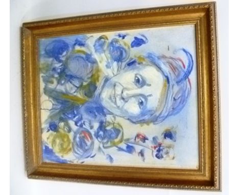 20TH CENTURY SCHOOL Marcel Marceau as Pierrot, possibly a self portrait, Oil, 54 x 44cm in gilt frame 