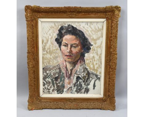 Early to mid-20th century, oil on board, portrait of a woman, unsigned, 49cm x 39cm, framedGood condition 