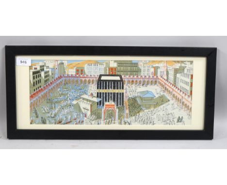 Edward Bawden (1903-1989), lithograph on paper, The Mosque, 17cm x 43 cm, from The Arabs, printed by The Curwen Press in 1947