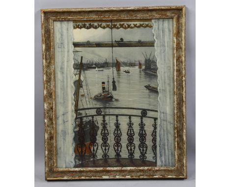 C R W Nevinson, Greenwich Reach, colour lithograph, signed in the plate, 50cm x 40cm, framedGood condition 