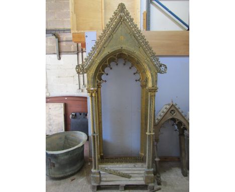 A monumental and impressive 19th century continental gothic brass ecclesiastical tabernacle type sculpture niche or entrance 