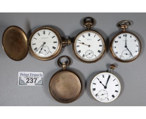 Collection of assorted yellow metal keyless pocket watches with enamel and Roman faces.  (B.P. 21% + VAT) 