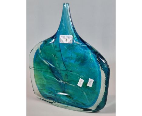Mdina Sea Blue 'Fish Axe' vase, unsigned, but attributed to Michael Harris. 29cm high approx. (B.P. 21% + VAT)&nbsp;&nbsp;Bas