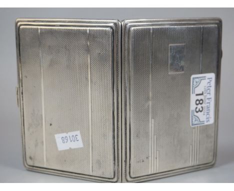 Art Deco engine turned cigarette case with presentation to 'HAL from Wynne'.  London hallmarks.  5.14 troy oz approx.  (B.P. 