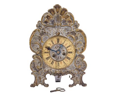 BAROCKER VORDERZAPPLER Prag, 18.Jh., rechteckiges Messingplatinen-Räderwerk, bez. "DREGER PRAG", Federaufzug, Spindelhemmung,