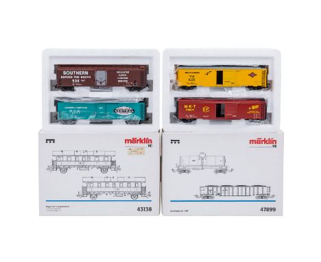 MÄRKLIN 4-tlg Konvolut Wagen-Sets, Spur H0, insgesamt 8 Güterwagen, darunter das 2-tlg Güterwagen-Set der sowjetischen Eisenb