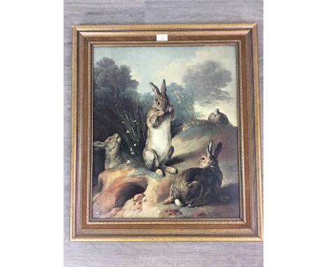 PRINT OF MARCH HARES,framed 
