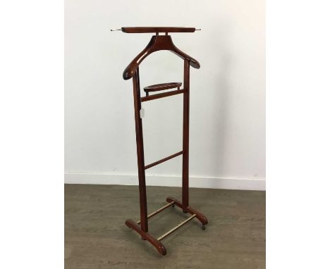 MAHOGANY VALET STAND, along with a vintage guillotine, easel and footstool (4)
