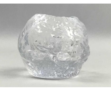 KOSTA BODA SNOWBALL TEA LIGHT HOLDER,boxed, along with four further items of Scandinavian pressed glass, including a Seahorse
