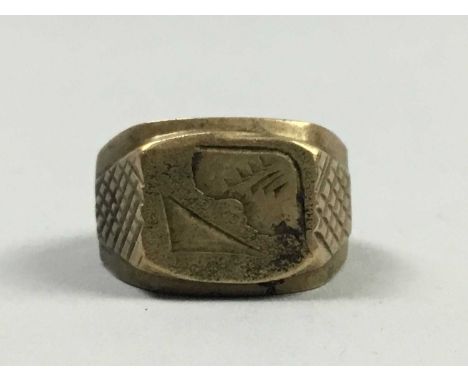 GENT'S TITANIUM ROPE DECORATED RING,along with two signet rings (3)