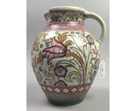 CHARLOTTE RHEAD FOR BURSLEY WARE WATER JUG,24.5cm highOverall good condition with no noticeable cracks, chips or signs of rep