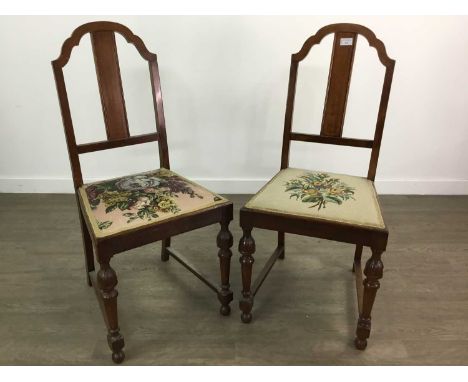 PAIR OF MAHOGANY BEDROOM CHAIRS,along with two folding firescreen/tables, wine tables, coffee table, nest of tables and a roc