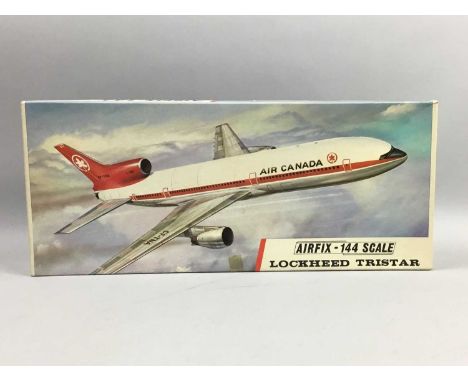 FIVE AIRFIX KITS AND OTHERS,including Lunar Module and Lockheed Tristar, along with Revell Rough Rider and Frog North Sea Lif
